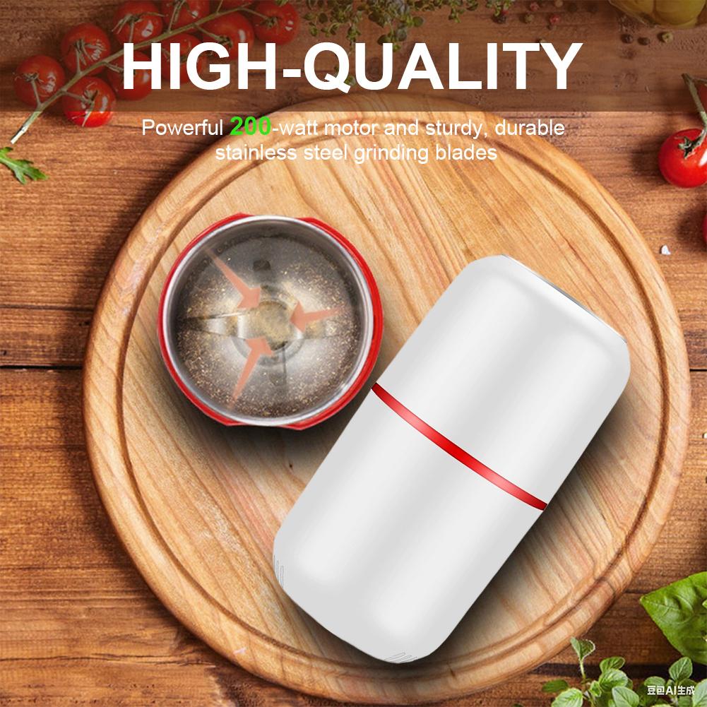 80g Electric Coffee Grinder 200W Stainless Steel Blade Grinder Powerful Dried Spice Mill for Coffee Beans Nuts Seeds Grain