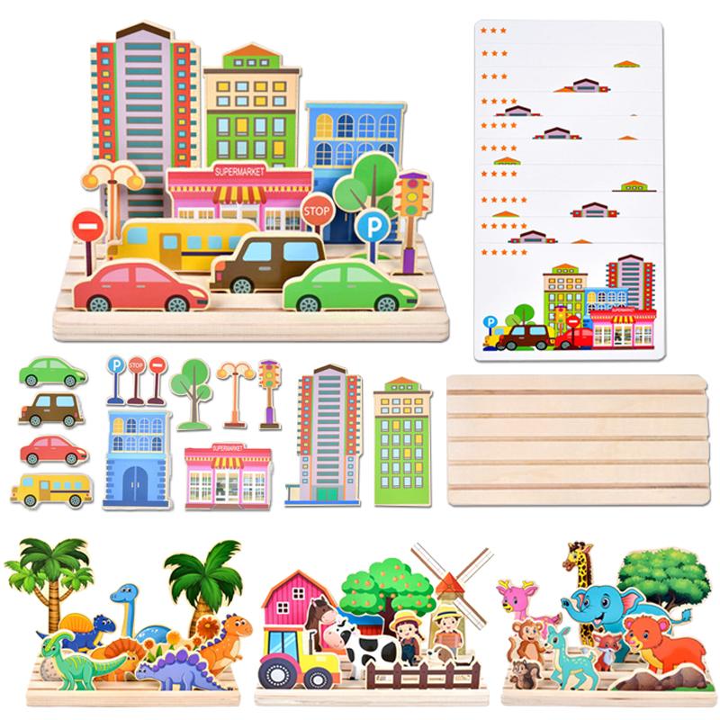 Kids Montessori Logic Thinking Game Scene Puzzles Matching Intellectual Problems Imagination Board Game Children Educational Toy