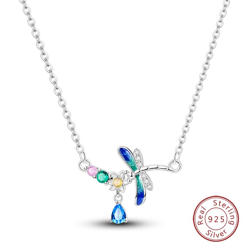 925 Silver Luminous Firefly Heart Shaped Zircon Pendant Necklace For Women Fashion Anniversary Birthday Jewelry Gifts