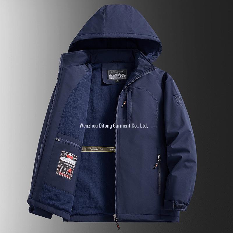 Men s Fleece-Lined Thick Jacket: Autumn/Winter Warm, Plus Size, Windproof & Waterproof Outdoor Coat. XL