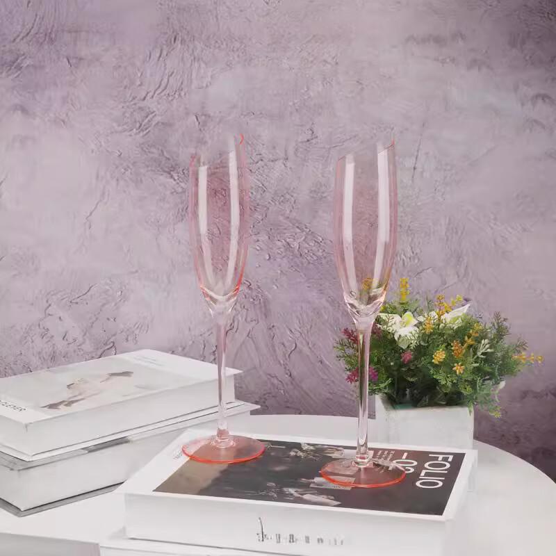 Pink Slanted Rim Red Wine Glass
