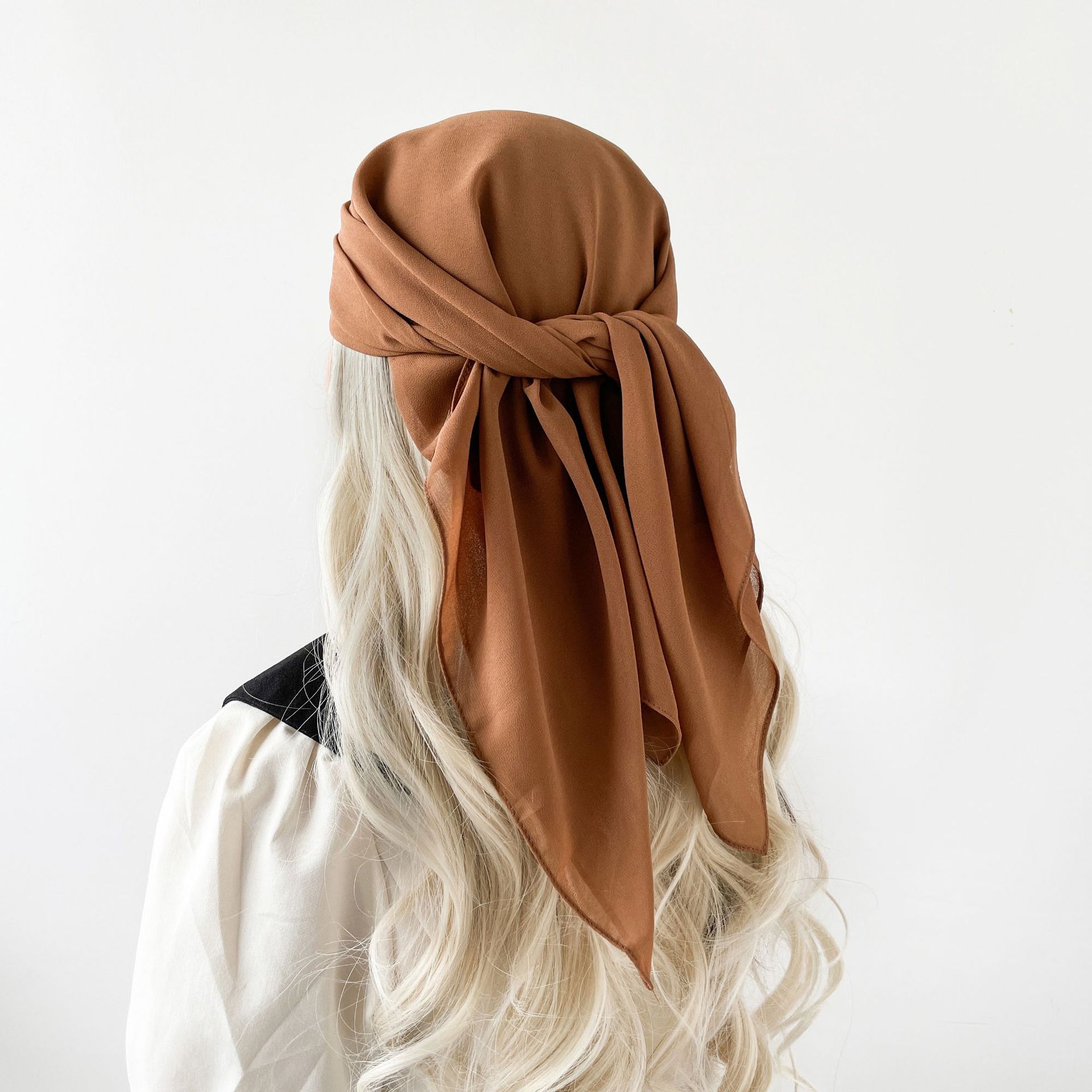 

Pearl Chiffon Solid Color Scarf Arabic Turban Bali Turban Solid Color Malay Square Scarf Scarf 90*90cm