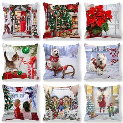 Housses d'oreiller sur le thème de Noël Ornements de voiture Bureau Père Noël Salon Canapé Maison Housses d'oreiller