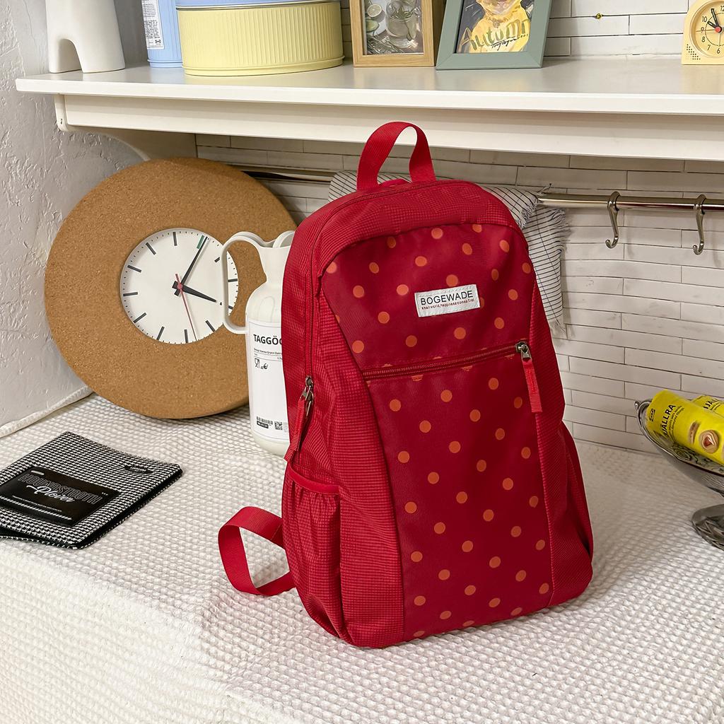Schoolbag Lightweight Polka Dot Travel Backpack Niche Outdoor Sports Fashion Versatile Backpack Leisure Commuter Student School Bag