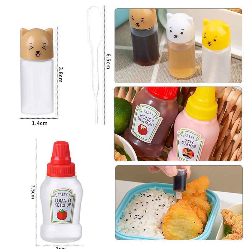 Mini Seasoning Sauce Bottle Portable Tomato Ketchup Bottle Salad Dressing Container for Bento Lunch Box Kitchen Jars