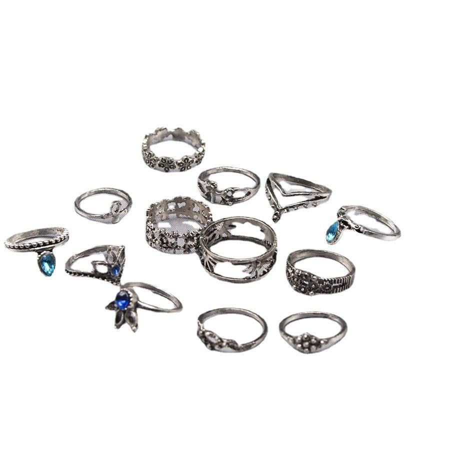 Empfohlen, Europäische und Amerikanische Mode Übertrieben Saphir Dreizehn Sätze von Ringen, 13 Gemeinsame Sätze von Ringen