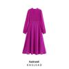 2025 Spring Women's European & American Style Loose Chiffon Lantern Sleeve Long Dress