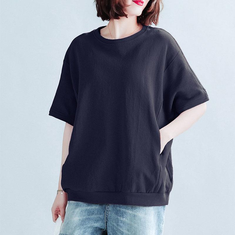 Tricouri pentru femei, culoare uni, 2024, vară, cu mânecă scurtă, pulover, topuri, îmbrăcăminte de stradă supradimensionată, cu gâtul în formă de O, tricouri largi casual pentru femei