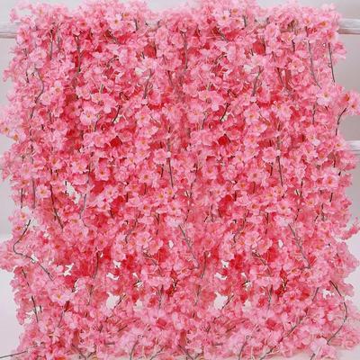 Künstliche Kirschblüten Reben Seide Sakura Blumen Rattan Weihnachten Hängende Girlande Ornamente Hochzeit Party Garten Wohnkultur