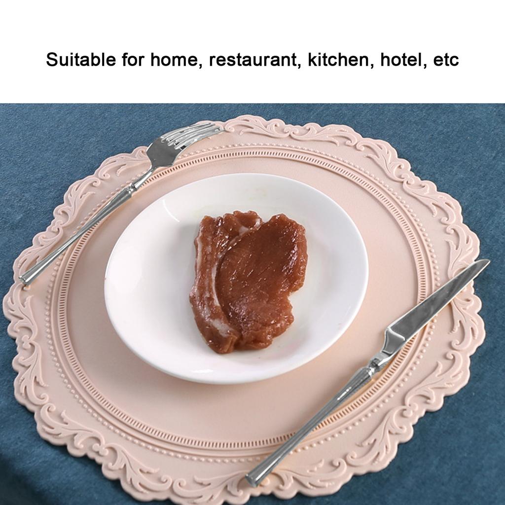 Nordic   Silicone Placemat Embossed Insulation Thickened Round Silicone Mat for Home Kitchen