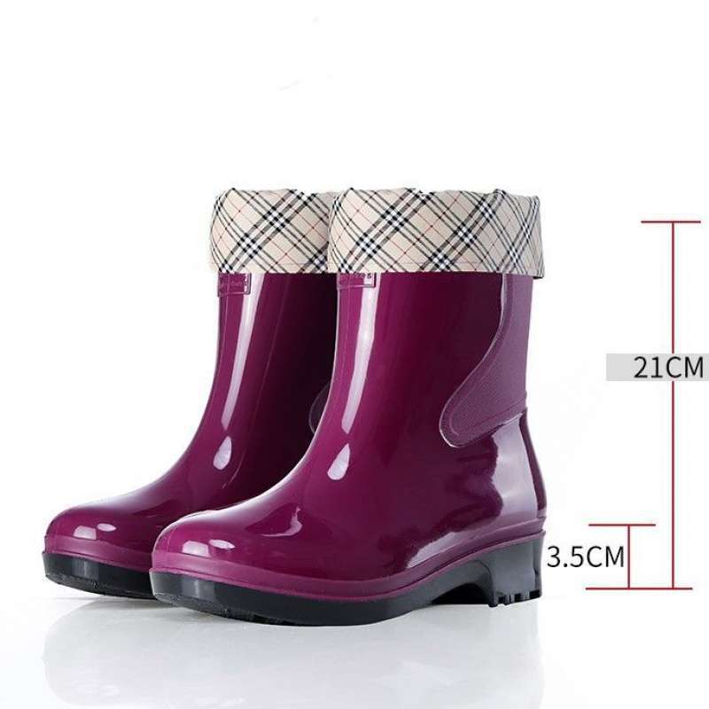 Four Seasons Rain Shoes Women's Short Thermal Rain Boots Adult Velvet Cotton Waterproof Shoes Non-slip Work Rubber Shoe Cover Water Boots Winter