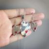 Silver-Plated Double Heart Necklace & Heart Earrings Set