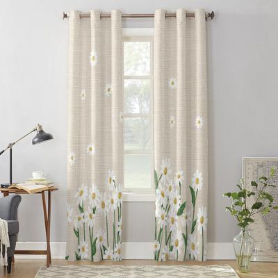 White Daisy Flower Window Curtains for Living Room Kitchen Valances Curtain Fashion Curtains for Bedroom