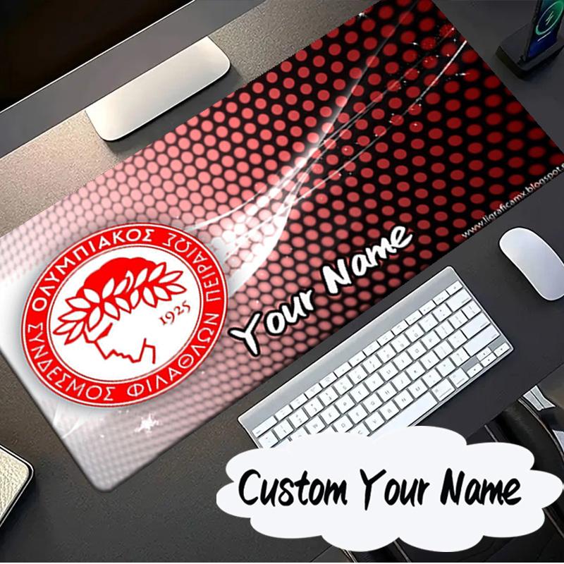 Custom Name Mouse Pad Olympiacos Fc Crest Design Mouse Pad, Gaming Mouse Pad, Keyboard Pad, Desk Decor for Computer Notebook Fan Birthday Gift