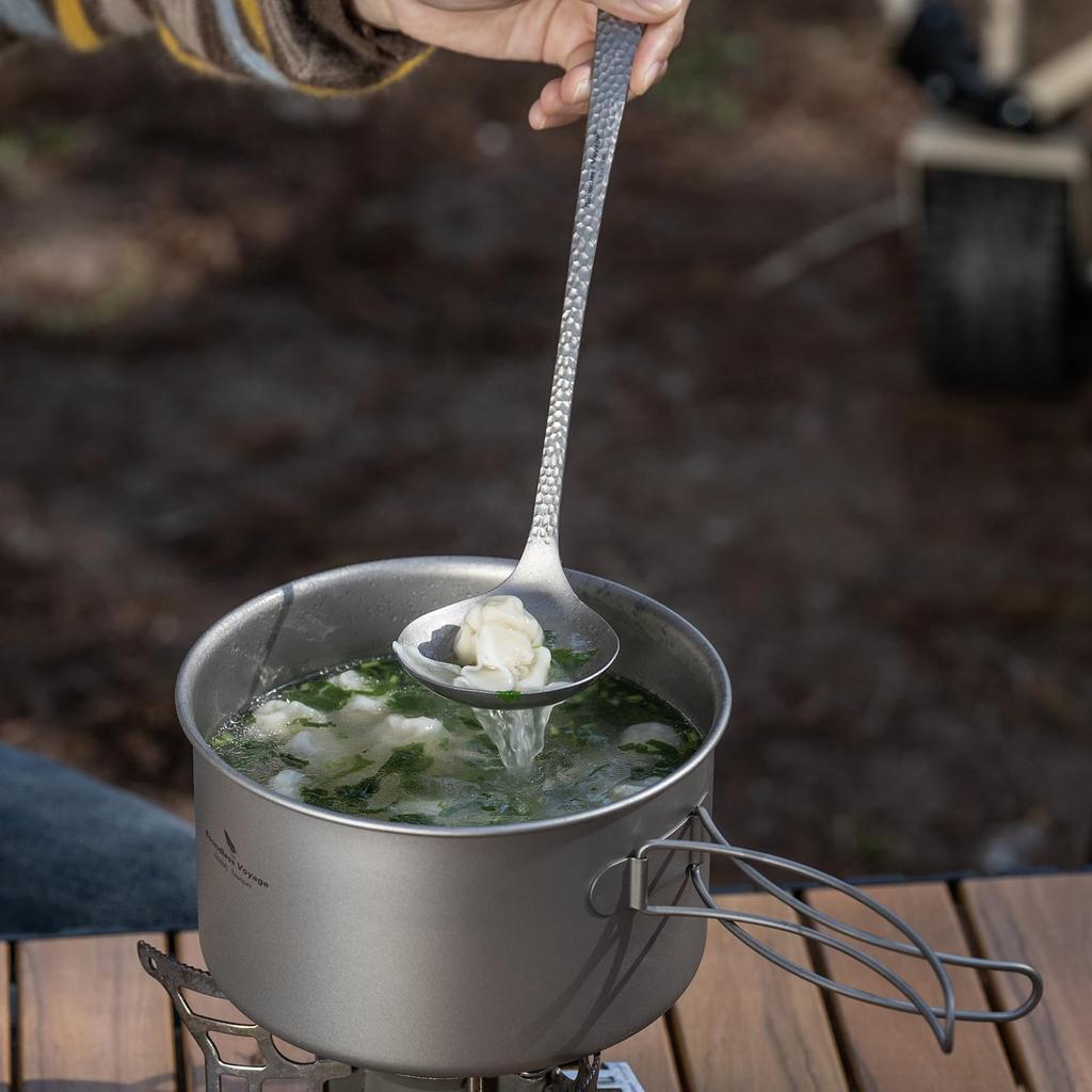 Boundless Voyage Titanium and Soup Pure Dishwasher Titanium Kitchen Tool for Lightweight Ti1063T Ladle, Spoon, Ladle, Titanium, One-Piece Ladle, Safe,