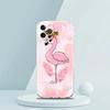 For iPhone 15 16 14 13 12 mini 11 Pro Max XS X XR SE 7 8 Plus Silicone Clear Cover lovely Pink Flamingos leaf Phone Case