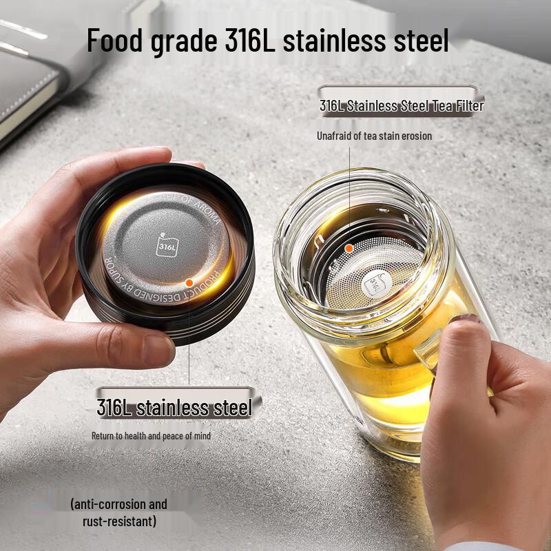 SUPOR Double-Layer Borosilicate Glass Tea Mug with Handle