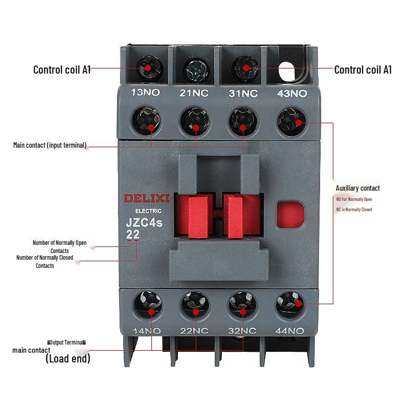 Delixi JZC4s-22 Intermediate Relay, 220V/380V, 2 NO/2 NC Contacts