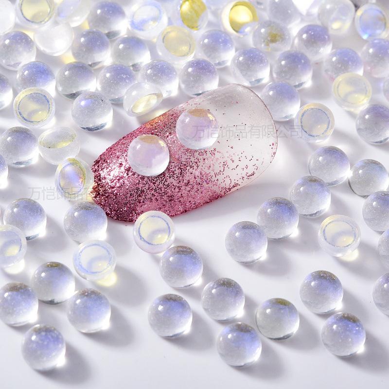 Crystal Glass Mocha Semicircular Pearl Nail Bead Diy Nail Art Man Fish Bead Beauty Mobile Phone Accessories