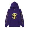 One Piece Sanji Hoodie, Chef Pirate Skull Logo Japanese Letter Sleeve Print Pullover Sweatshirt Unisex Streetwear