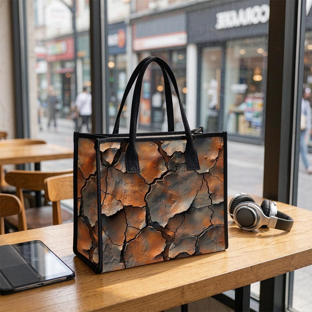 Vintage Cracked Texture Large Tote Bag Casual Daily Shoulder Handbag for Shopping Travel Work Use
