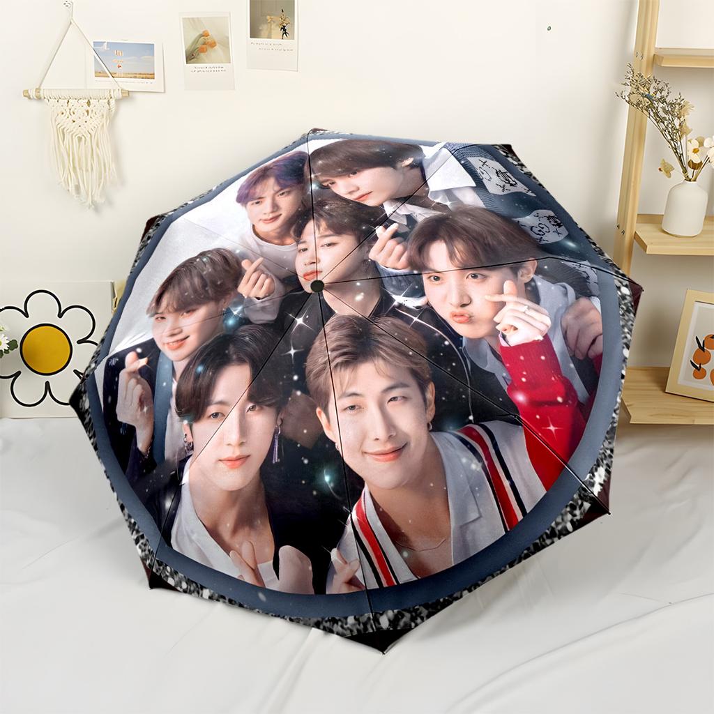 Boys' Fashion Poses Compact Travel Automatic Umbrella Compact 8-Rib Lightweight Compact Design All-Season Travel Stylish Accessory Gift for Festivals