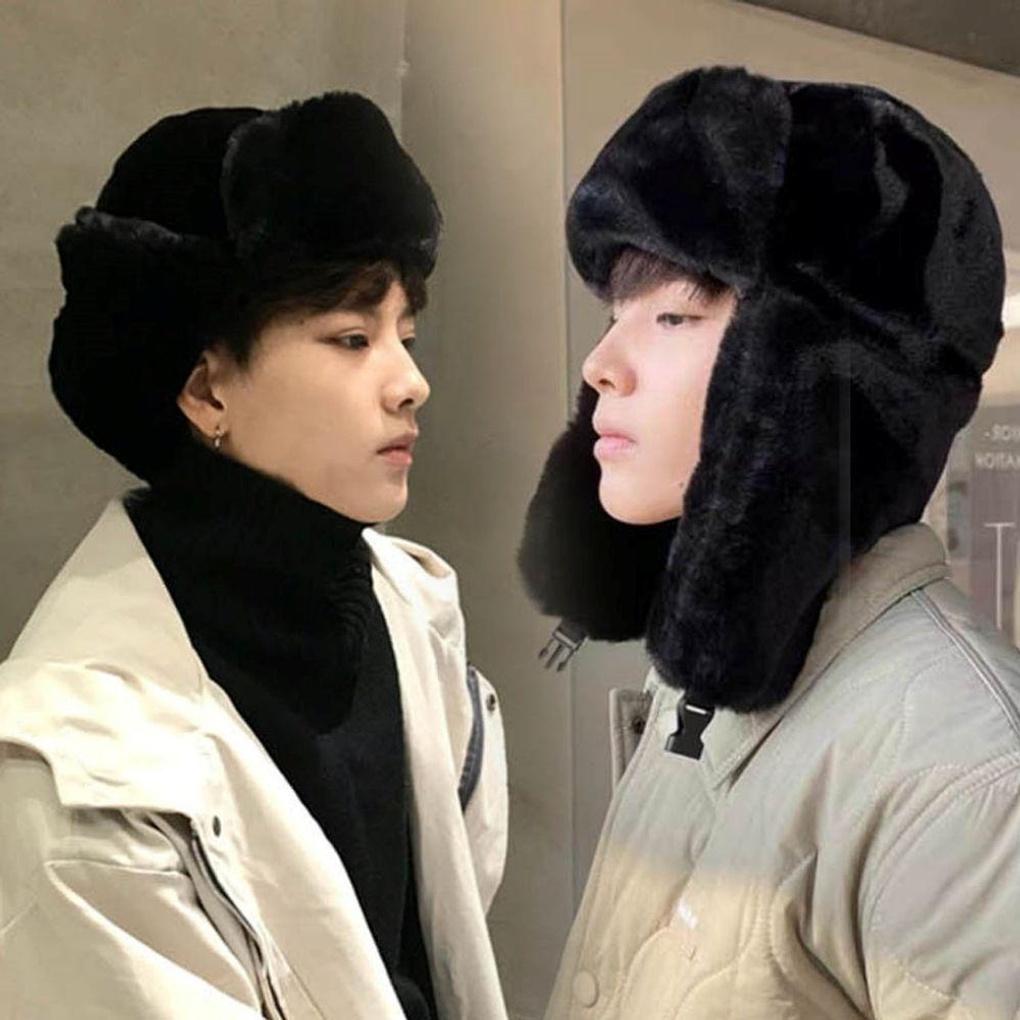 Зимняя теплая стеганая шапка-ушанка из каштанового меха gray