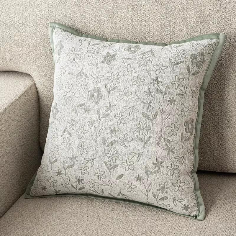 Jacquard Texture Floral Cushion Cover French Country Style Square Throw Pillowcase Decorative Pillow Cover Living Room Decor
