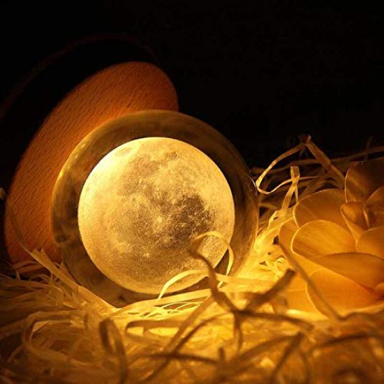 Mozalida Music Box Perfect As a Birthday Christmas Snow Globe Day Moon or for Features Ambient Bedside LED USB Projection Stylish Wooden Handmade