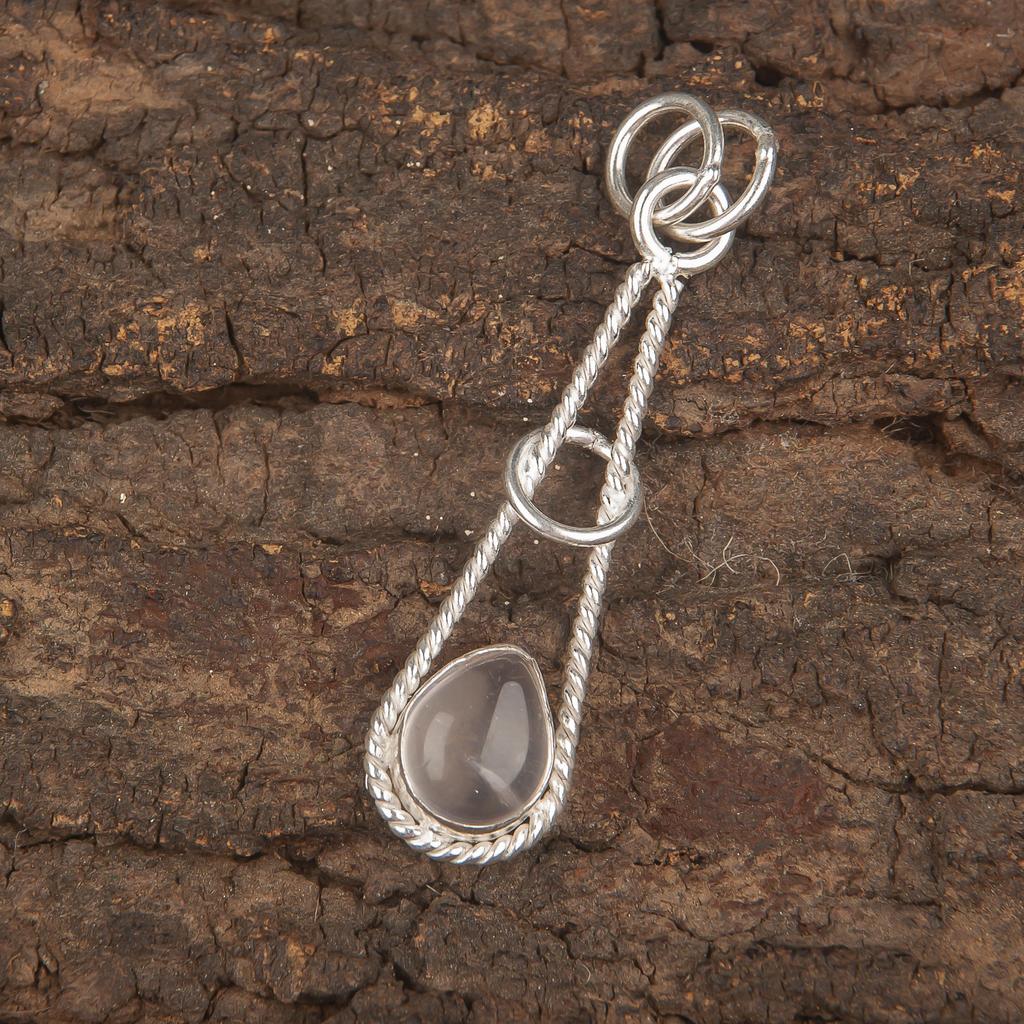 Rose Quartz Gemstone Handmade 925 Solid Sterling Silver Jewelry Designer Silver Chain Pendant Gift for Sister
