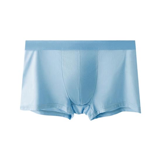 Men Boxer Underwear Elastic Mid-Waist Design Solid Color Shorts Briefs U-Convex Thin Soft Panties Daily Wear