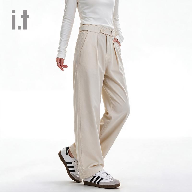 :CHOCOOLATE Cotton Casual Loose-Fit Pants