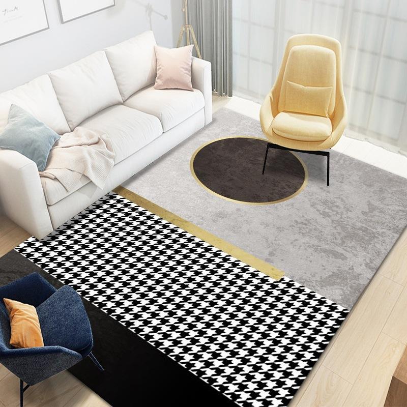 Living Room Geometric Carpet Floor Mat Modern Black Fashion Lines Living Room Carpet