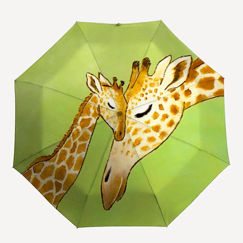 

1pc Giraffe Love One Umbrella a Plastic Hle, Compact Stylish, with a Vibrant Cartoon Pattern, Perfect Home, Travel