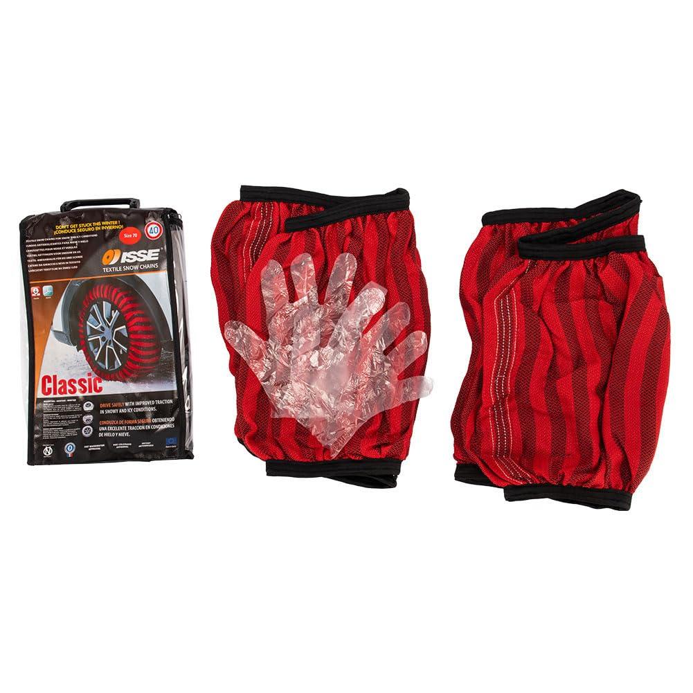 ISSE Cloth Tire Chains and Snow Classic Size Easy To Tire Protection for Winter and Socks, Model, 74, Red. Install, Anti-slip, Snow. [Product Code