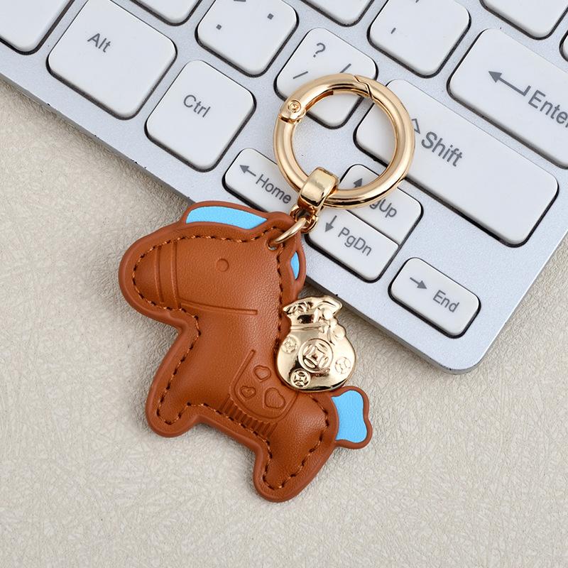 Creative Money Now Car Keychain Mini Book Bag Pendant Delicate Leather Female Pony Key Chain Gift