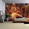 Christmas Santa Claus Workshop Tapestry Wall Hanging Festive Xmas Holiday Party Backdrop Decor for Bedroom Living Room