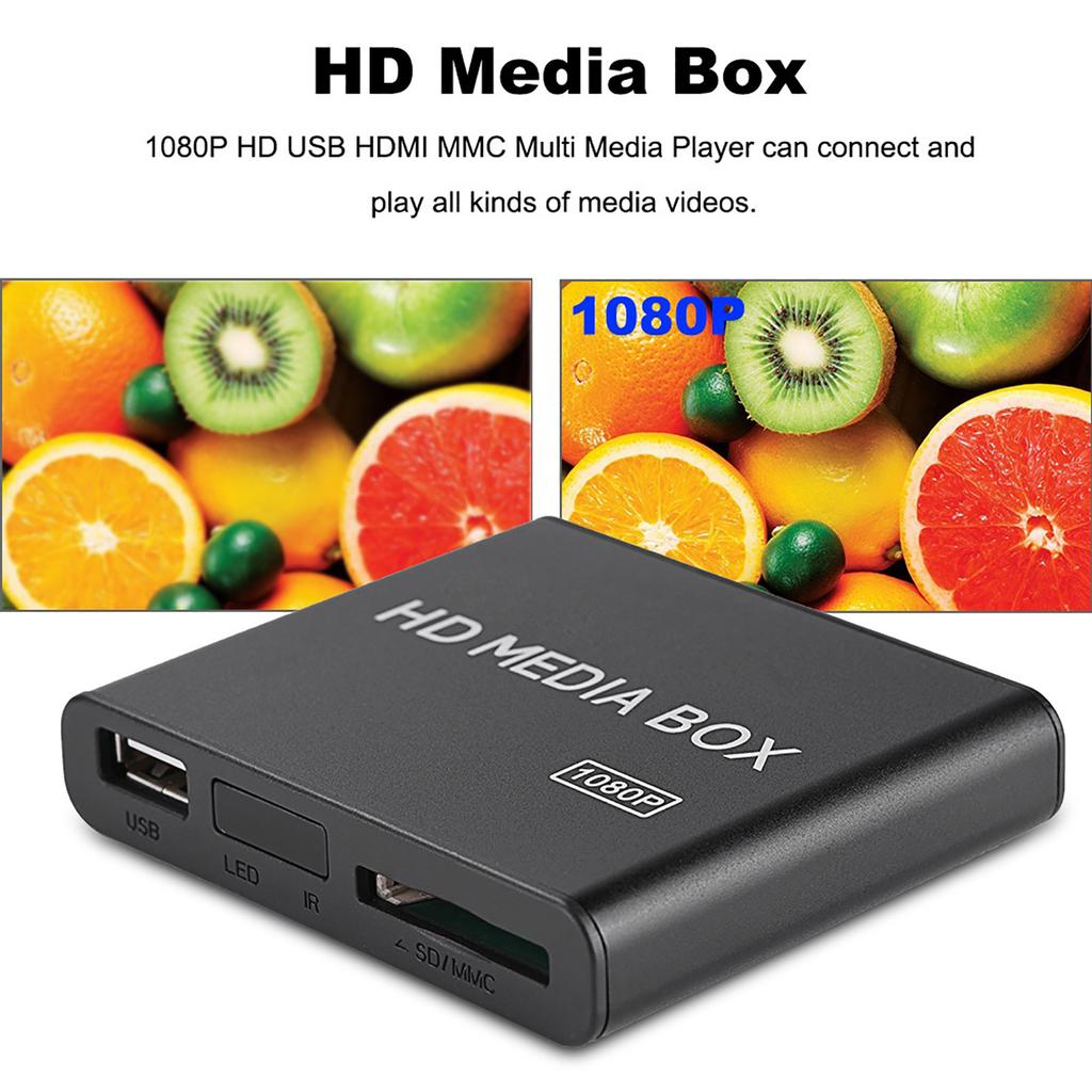Full HD Mini Box Media Player 1080P Media Player Box unterstützt USB MMC RMVB MP3 AVI MKV