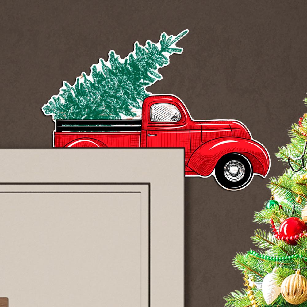 Wooden Christmas Door Top Corner Decor, Xmas Door Corner Sign, Funny Holiday Home Door Frame Party Creative Ornament For Home Window Door Wall