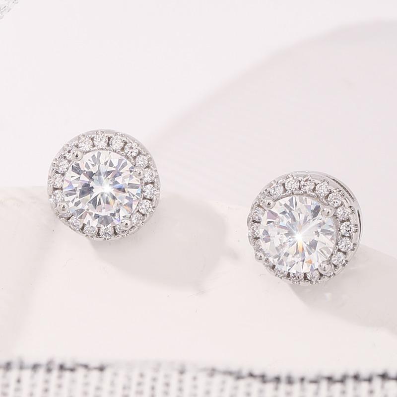 Delicate Small Round Stud Earrings Women With Shiny Cubic Zirconia Simple Versatile For Teens Fashion Jewelry