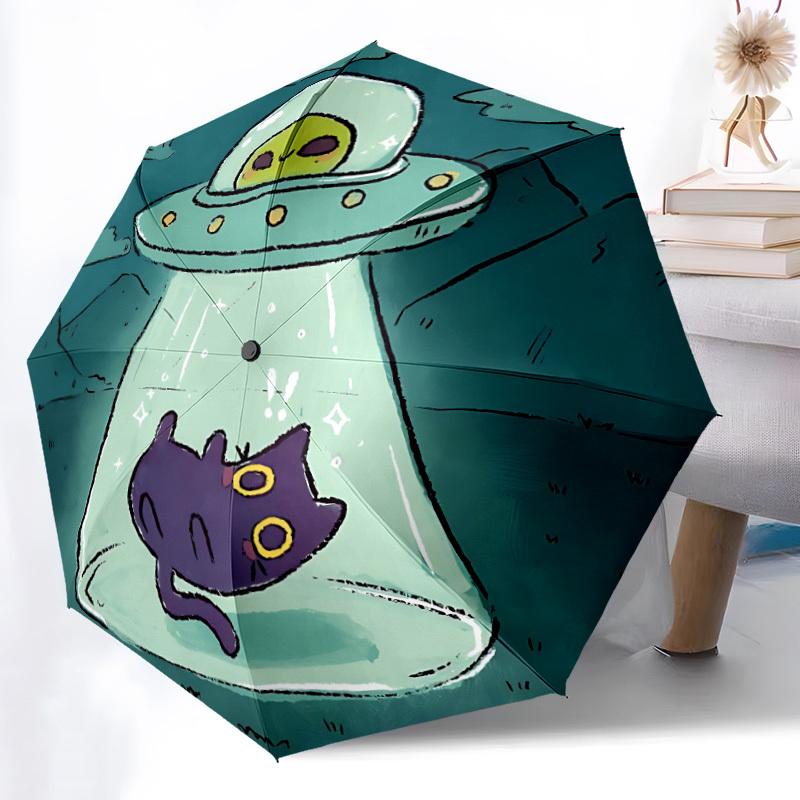 1pc Alien Spaceship Automatic Open/Close Umbrella with One Touch Button,, Windproof Design Lightweight Portable Umbrella for Women & Men6116