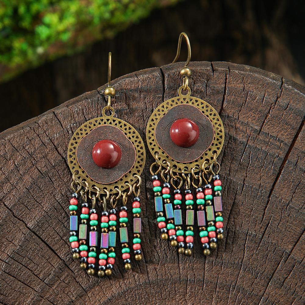 Colorful Summer Earrings for Women Dangle Drop Bohemia Tassel Earrings Vintage Chic Dainty Party Decors Daily Wear Gifts