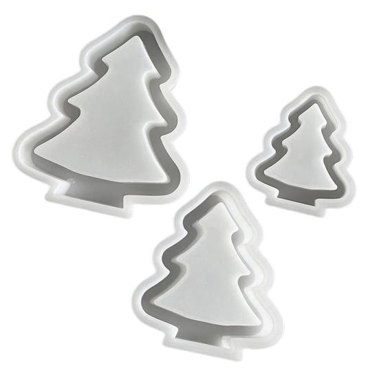1/3Pcs Christmas Tree Silicone Mold DIY Handmade Hollow Xmas Tree Ornament Crafts Mold Gypsum Cement Epoxy Resin Casting Mold