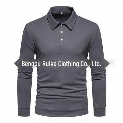 2025 Men's Large Long-Sleeve Solid Polo Shirt - Fashionable, Breathable, Ice-Cooling Design