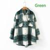 Chaqueta de abrigo a cuadros para mujer, abrigo informal holgado, camisas de lana gruesas de manga larga a la moda para otoño