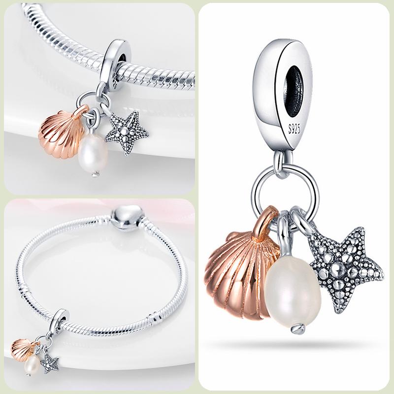 Modne koraliki zawieszki S925 ze srebra próby 925 w stylu klasycznym i romantycznym z motywem żółwia lotosu, odpowiednie do oryginalnej bransoletki DIY na prezent