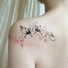 Black And Gray Lily Butterfly Tattoo Sticker, Waterproof And Long-Lasting, Gentle Chest And Back, Simulated Tattoo Sticker.