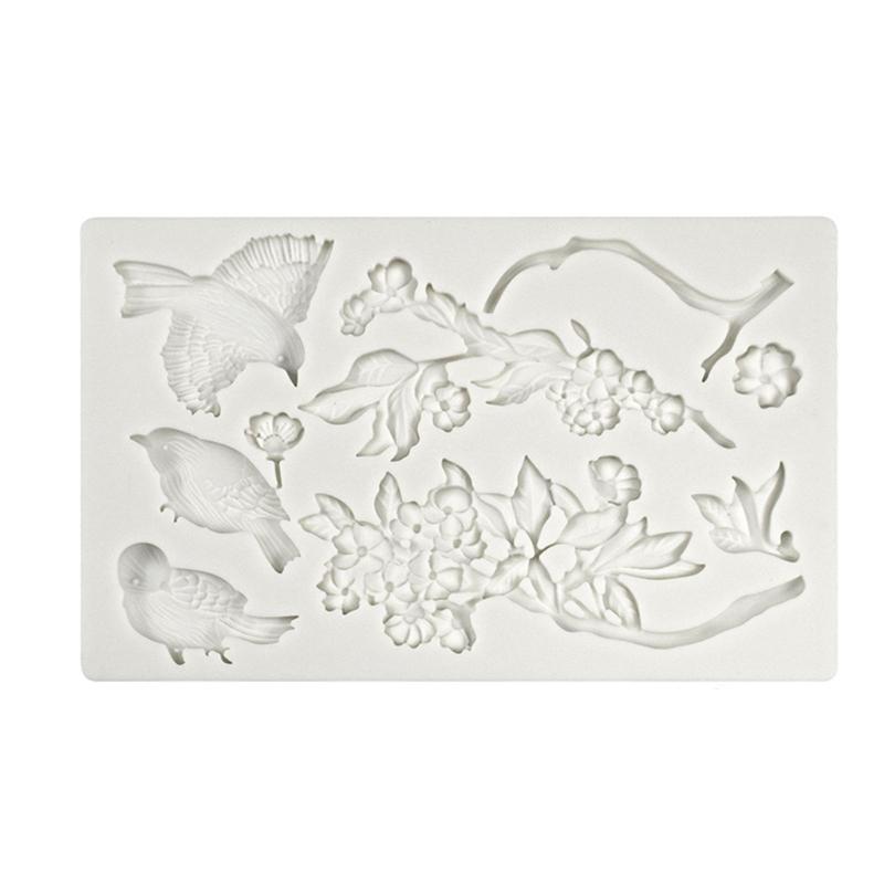 Silicone Mold Sparrow Flower Cake Decorating Chinese Style Fondant Mold Cupcake Toppers Baking Tool Kitchen Resin Mold 1