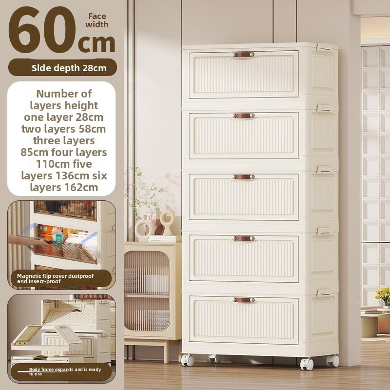 Fold & Store Cabinet: Multi-Use Plastic Organizer with Doors, for Bedroom, Kitchen, Dorm - Quick Setup, No Tools Needed