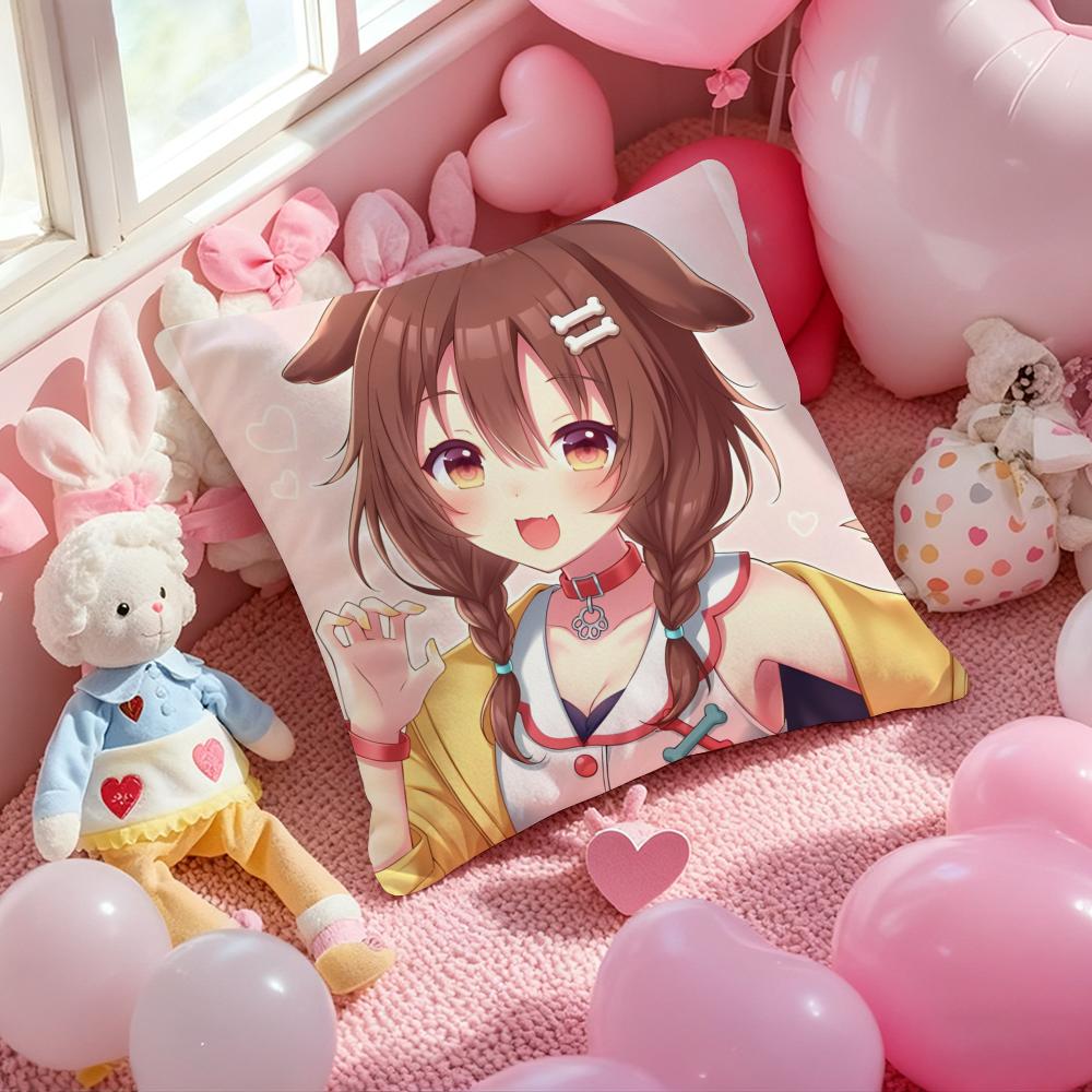 Anime Singer INUGAMI KORONE Cushion Cover Pattern Printed Pillowcase for Living Room Sofa Cushion Cover & Bedroom Decor